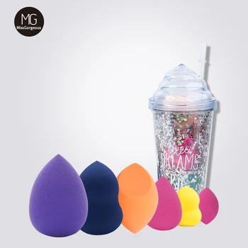 

Miss Gorgeous 6pcs set Makeup Sponge Esponja Maquillaje Cosmetics Foundation Beauty Eggs Puff Belleza Make Up Tools With Cup