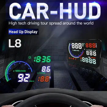

5.5 Inch L8 Car HUD Projector Vehicles LED Windscreen Projector OBD Scanner Speed Warning Alarm Data Diagnostic Tool System