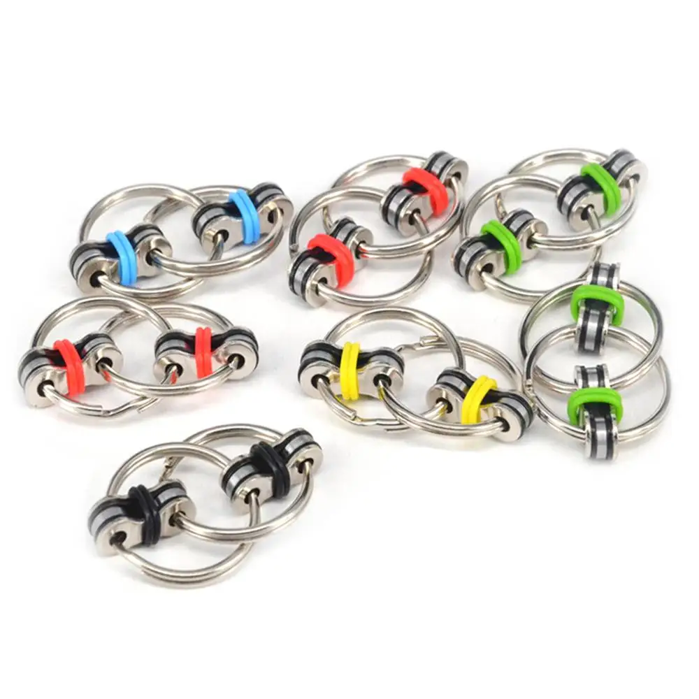Autism ADHD Anti Stress Adult Toys Key Ring Hand Spinner Decompression Bearing Tri-Spinner EDC Toy Metal For Adult and Children
