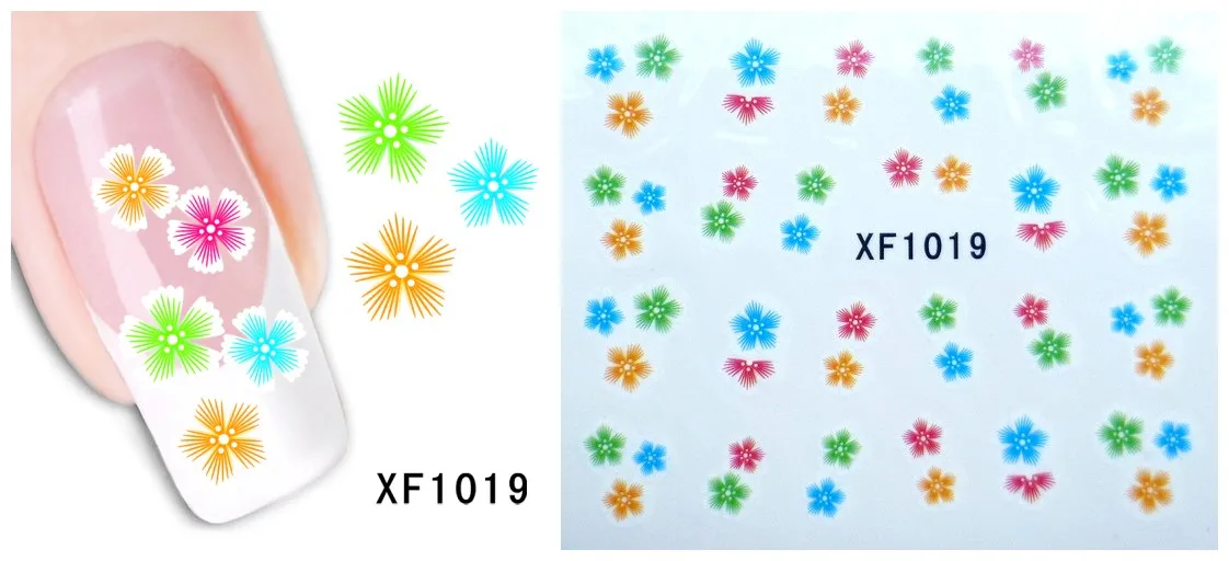 5 Sheet Water Nail Art Decorations Stickers for Manicure Design 3D Flower Water Nail Art Stickers Transfer Nail Art Decals Foil - Цвет: XF1019