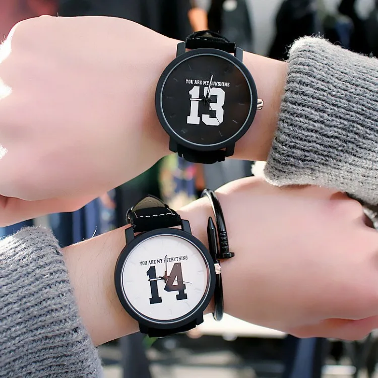 

Wechat Business Supply of Goods Hot Selling Good Morning Good Night Students Couple Watch Fashion Men, Women's Belt Quartz Watch