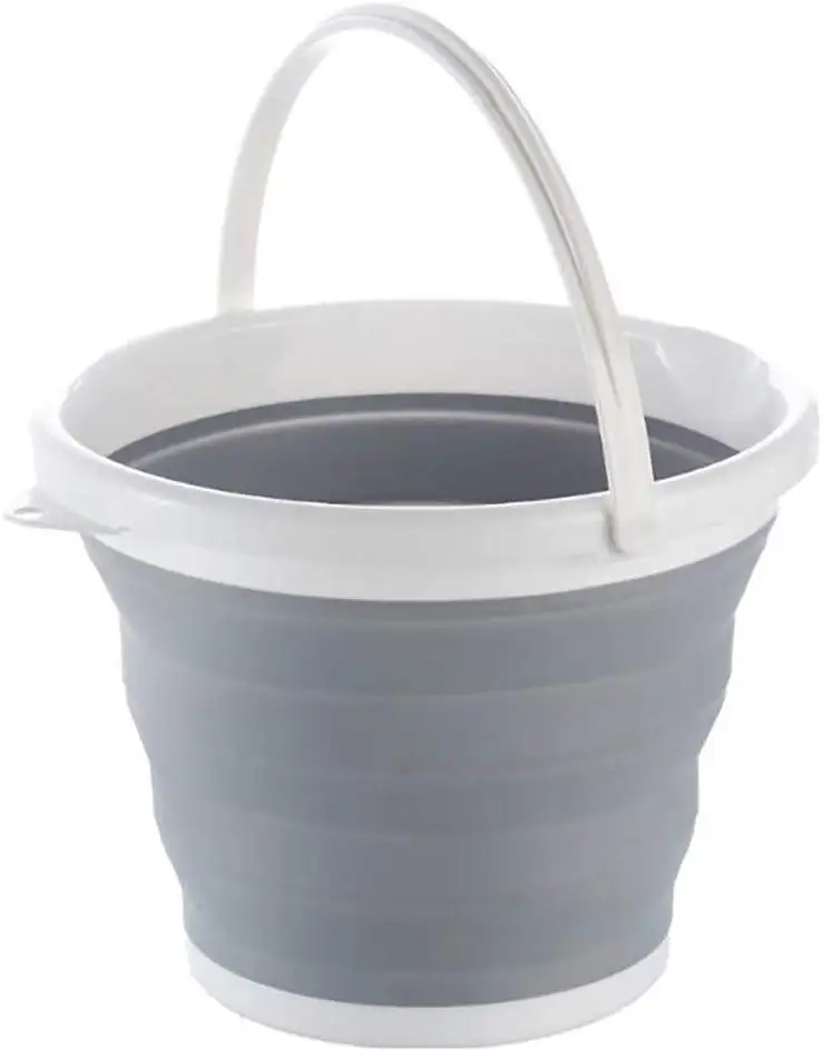 Gray 10L Folding Bucket Collapsible Water Container Silicon Round Tub Portable Fishing Water Pail Storage for Camping BBQ Car Washing - Цвет: Gray
