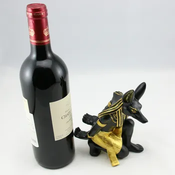 

Resin Anubis God Wine Stand Statuette Egyptian Dog God Miniature Statue Retro Home Decoration Creative Crafts Gift CY528