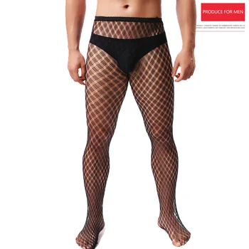

Men's Pantyhose Sexy Pantyhose Transparent Ultra-thin High Stretch Stockings Men's Hollow Crotch Pantyhose Net Stockings