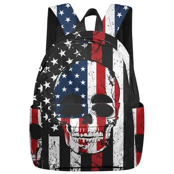 

American Flag Skull Stars Stripes New Fashion Backpack Casual Travel Simple Backpack Men and Women Backpack