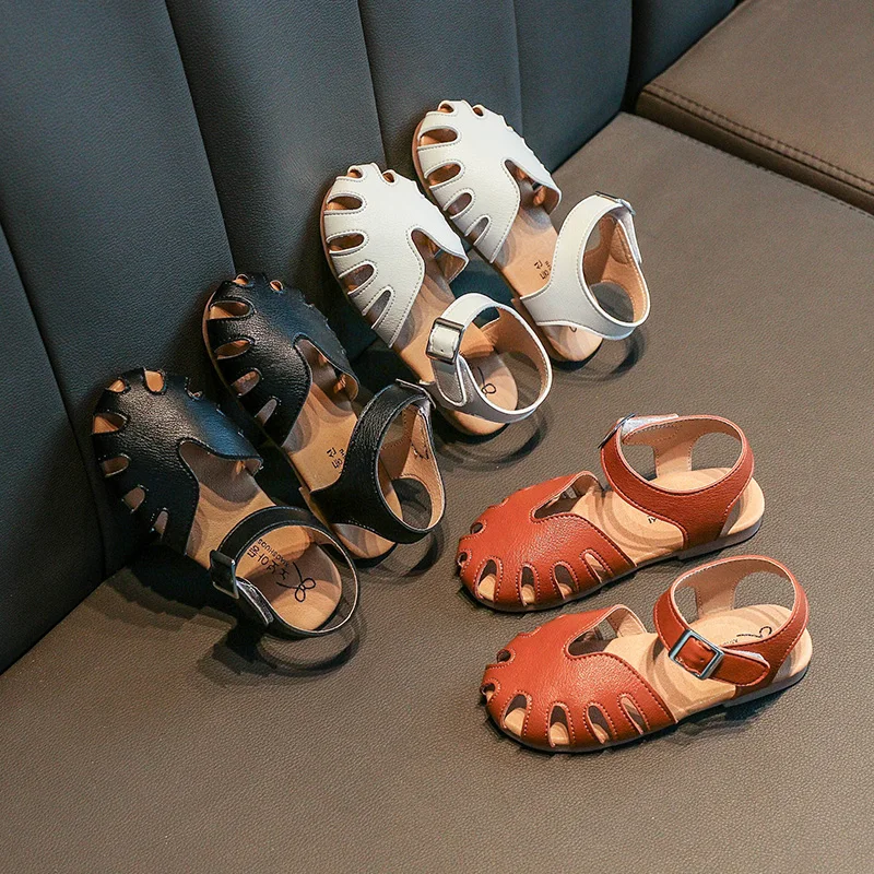 ULKNN New Toddlers Baby Girl Sandals Kids Summer Shoes Cut-outs Breathable Soft Leather Princess Children Sandals Girls 21-30