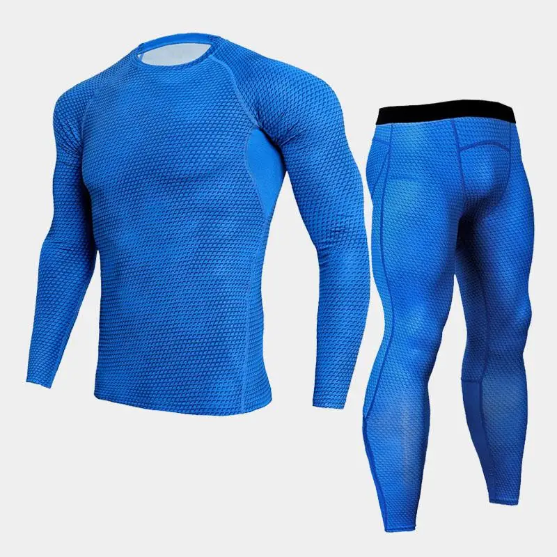 Popular compression shirt tactical MMA rashgard union suit Men's Long Sleeve T-Shirt + Men's leggings 2 piece tracksuit men camouflage