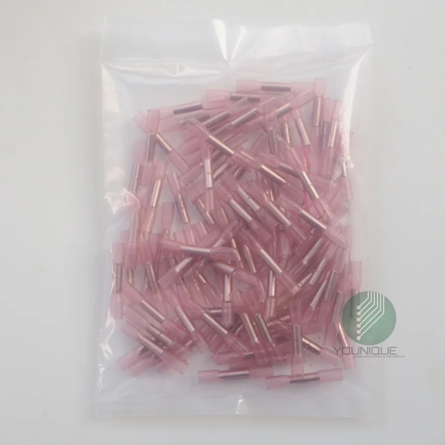 200 шт. Dura seal термоусадочные обжимные соединения, 22-14AWG стыковый разъем, обжимные наконечники для проводов(100* красный 100* синий