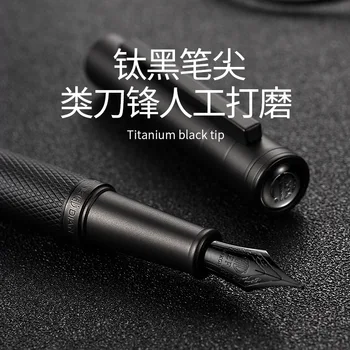 

Hongdian Black Metal Fountain Pen Titanium Black EF/F/Bent Nib Beautiful Tree Texture Excellent Writing Gift for Business Office
