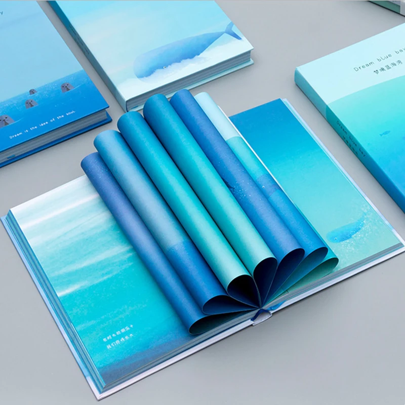 Креативный тренд цветные страницы А5 блокнот маленький синий залив Дневник Книга в твердом переплете дневник Корея канцелярские товары школьные принадлежности