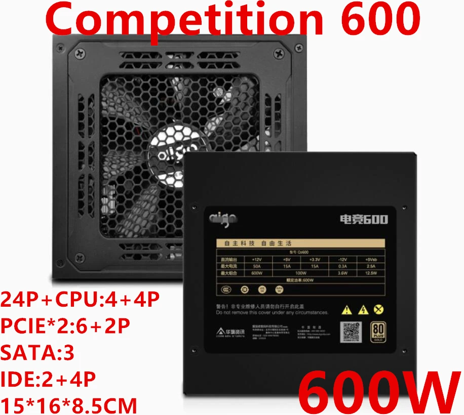 New PSU For Aigo 80PLUS Gold 600W Power Supply DJ600