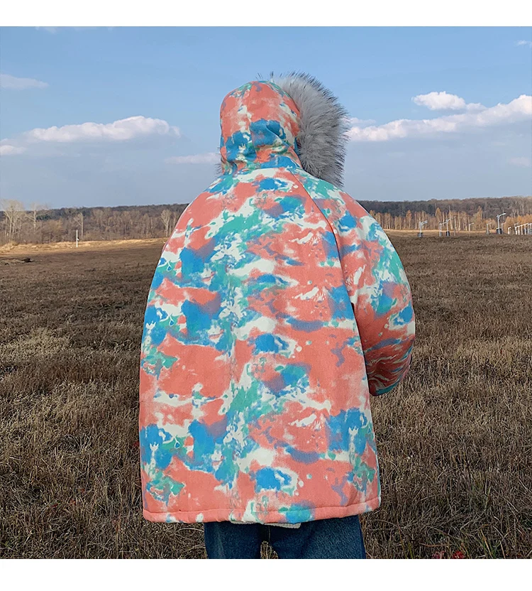 FUODRAO Oversized Hip Hop Parka Men Camouflage Streetwear Warm Winter Jackets Fur Collar Hooded Outwear Outdoor Coats J200