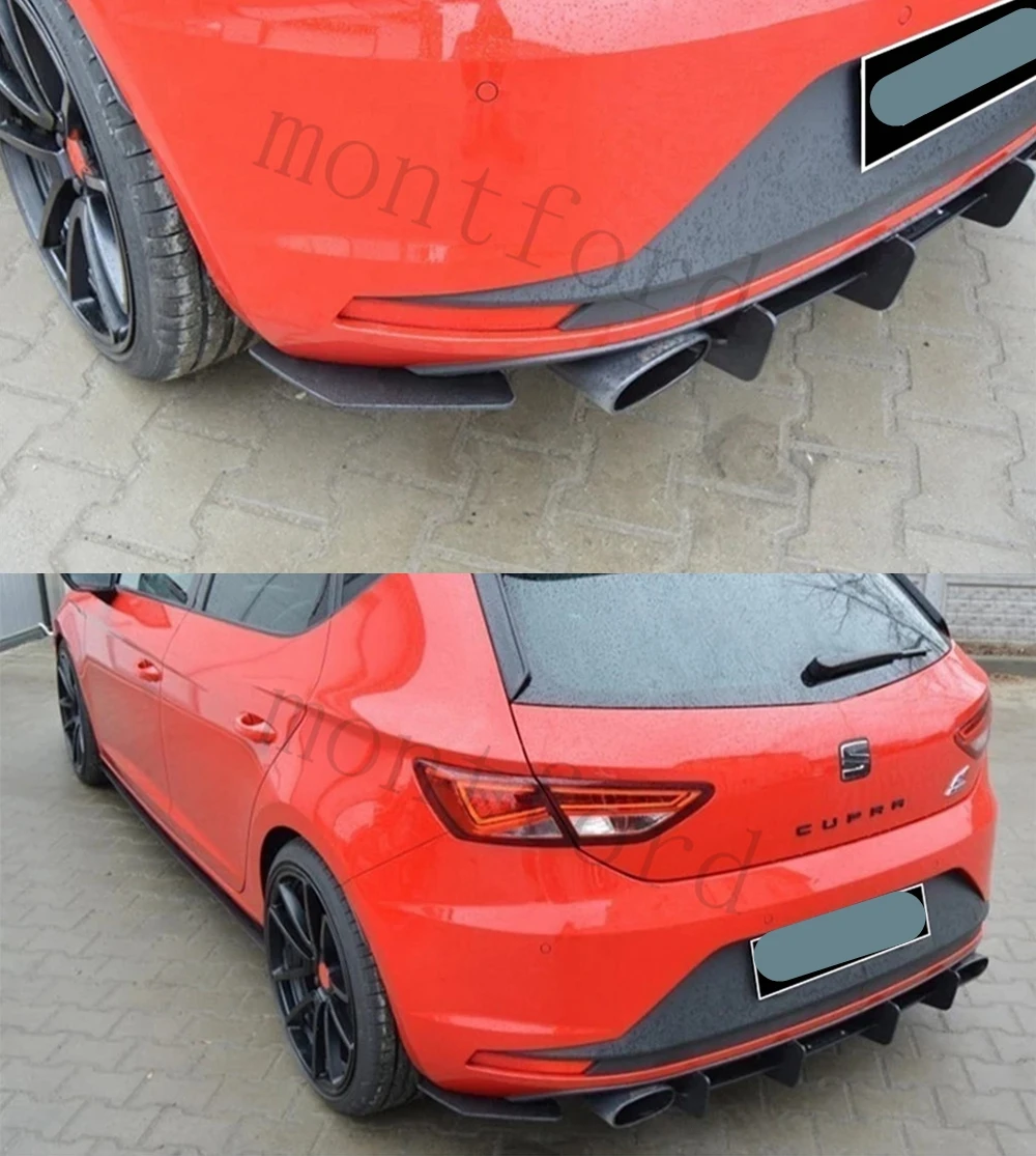 

Для Seat Leon MK3 2012 2013 2014 2015 2016 Cupra Style Square диффузор, губа на задний бампер Splitter Diffuser BodyKit спойлер на бампер
