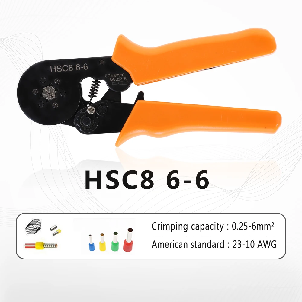 HSC8 6-4A HSC8 6-6 трубчатые обжимные инструменты Мини Электрические плоскогубцы 23-7AWG 6-4A/6-6A 0,25-6mm2 Высокоточный набор зажимов