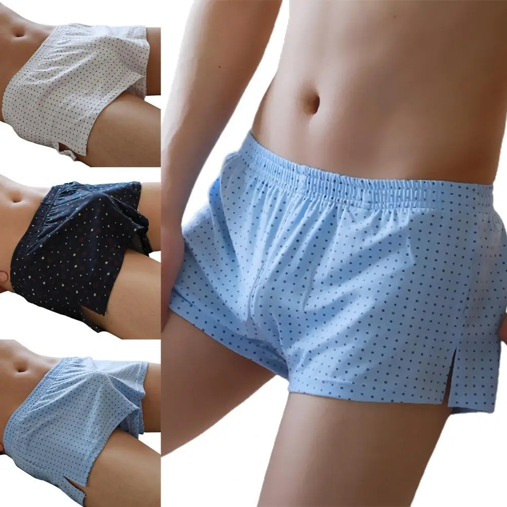 

Soutong Men Underpants Print Wide Waistband Comfy Elastic Waist Loose Boxer Underwear Plus Size Men's Panties