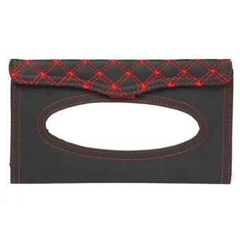

Car visor tissue box car accessories PU Car Sun Visor Hanging Type Embroidery Pattern Tissue Cover In Car Styling