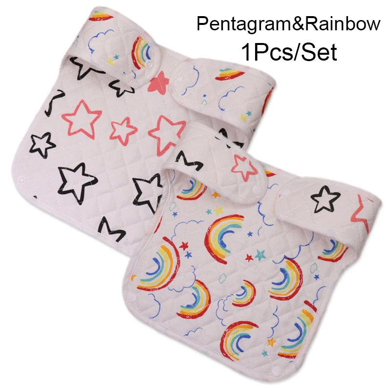 pentagram rainbow Детские нагрудники с ремешком, двусторонний мультяшный впитывающий грязеотталкивающий детский слюнявчик FJ88 - Цвет: pentagram rainbow