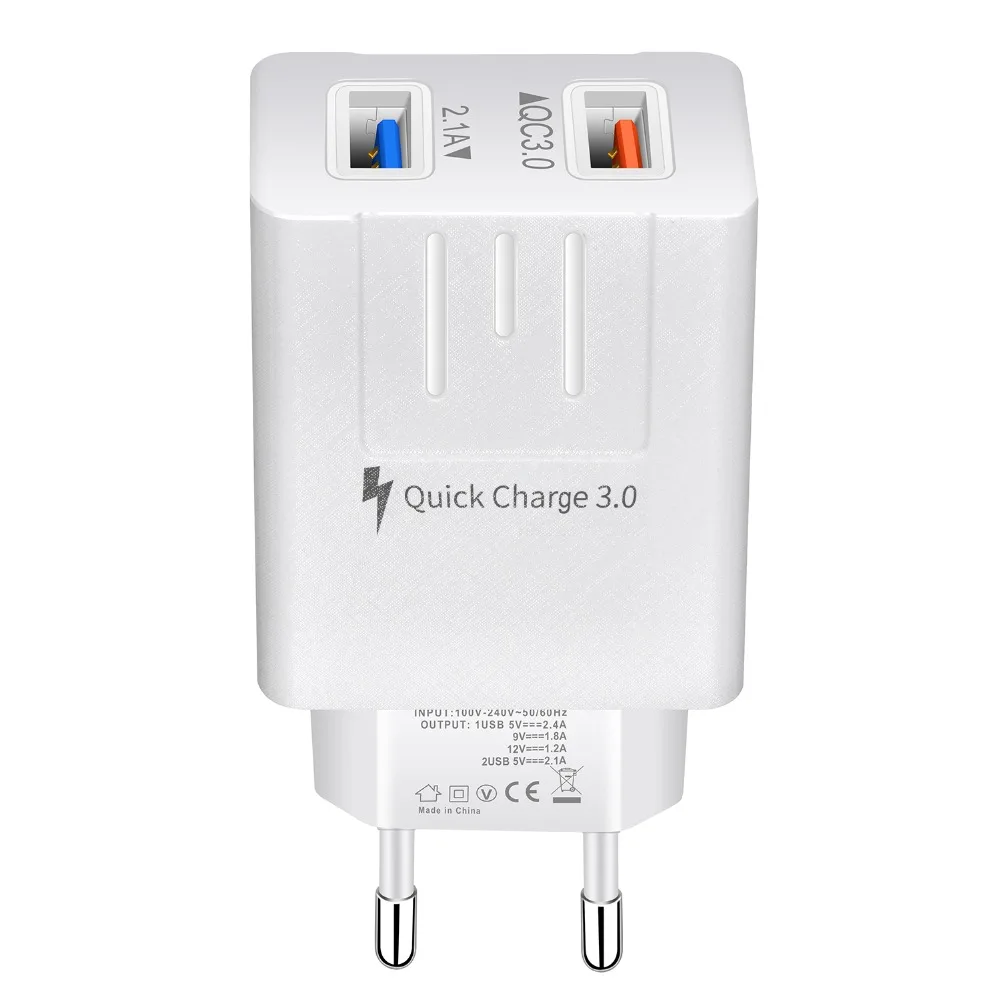 Быстрая зарядка QC 3,0 Smart Fast 2 USB настенное зарядное устройство для Xiaomi samsung huawei Quick Charge зарядное устройство адаптер для мобильного телефона