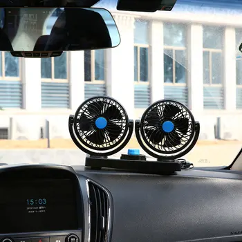 

Portable USB Car Fan Electric Car Cooling Fan 360 Degree Adjustable Dual Heads Car Cooling Accessories Swing Fan