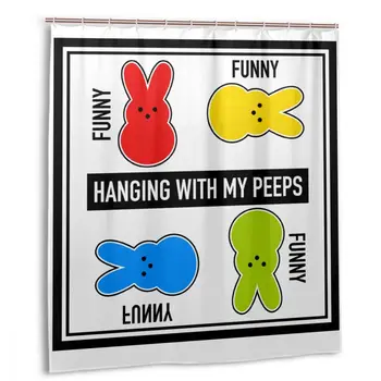 

CHARM HOME Hanging With My Peeps Funny Easter Bunny Shower Curtain 66x72 In Customized Waterproof Polyester Bathroom curtain