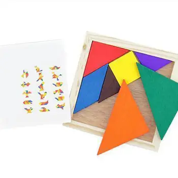 

Colorful Wooden Tangram Brain Teaser Puzzle Educational Developmental Kids Toy Children develop intelligence Jigsaw puzzle