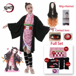 Perruque de Costume de Cosplay Kimetsu no Yaiba pour filles et femmes, Kimono Anime Demon Slayer, Tanjirou Zenitsu Shinobu Tomioka 