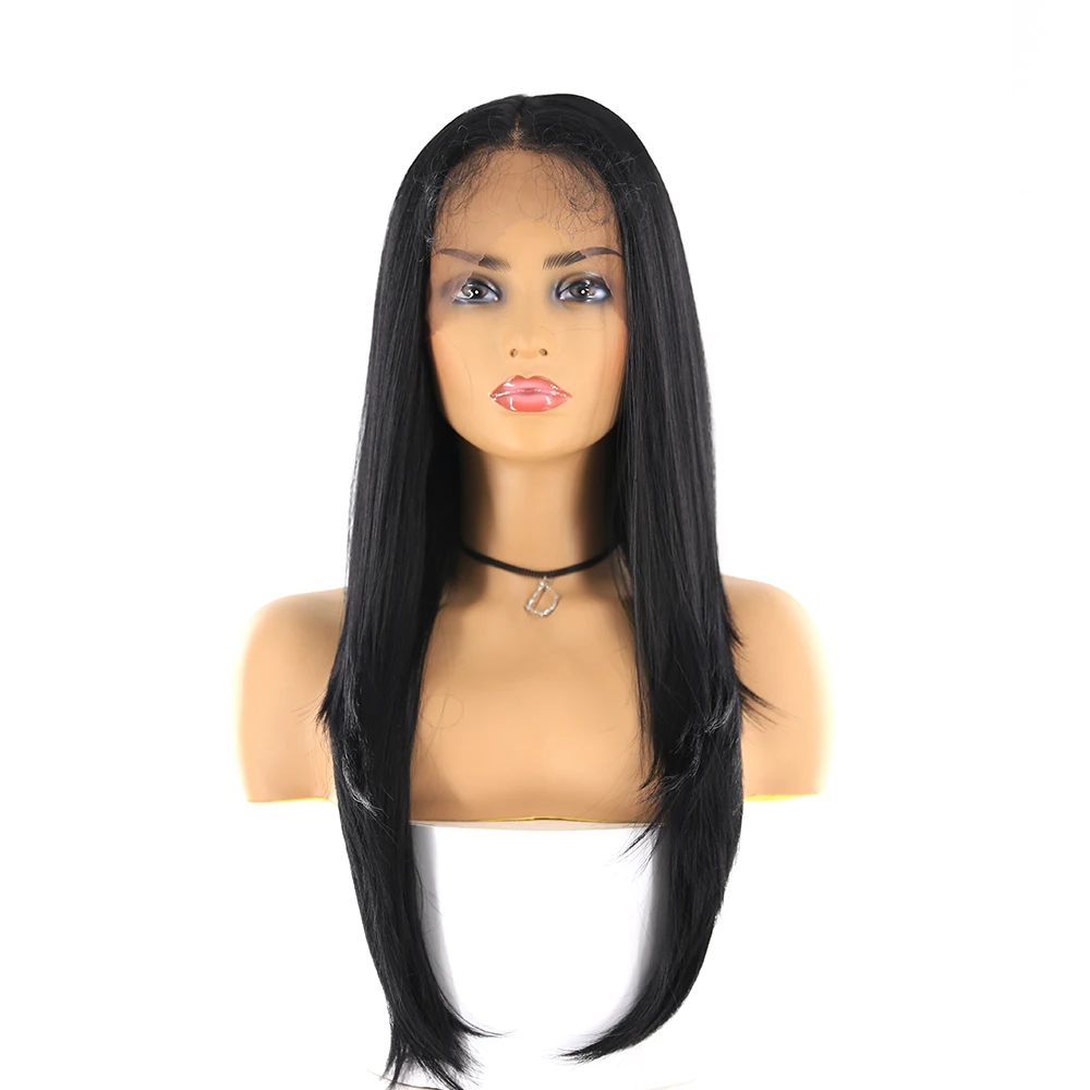 13x4 Lace Front Synthetic Wigs For Black Women SOKU 22 24 26 Inch Ombre Blonde Brown Black Straight Lace Wigs Heat Resistant Wig