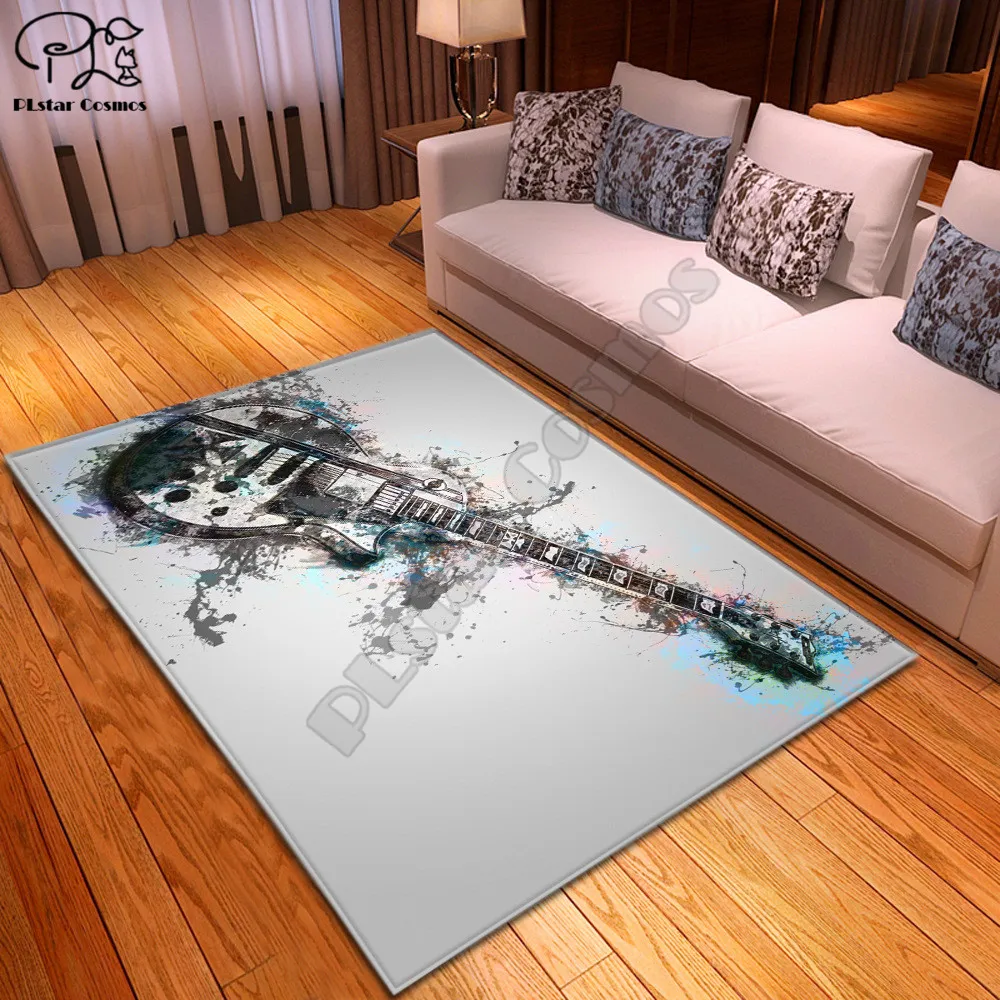

Guitar pattern carpet Square Anti-Skid Area Floor Mat 3D Rug Non-slip Mat Dining Room Living Room Soft Bedroom Carpet