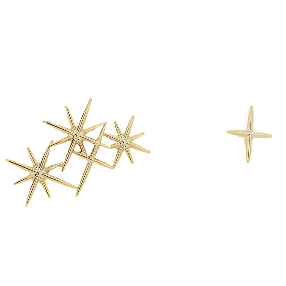 Yhpup корейские минималистичные золотые серьги-гвоздики с геометрическими звездами, ассиметричные ювелирные изделия, Винтажные серьги с темпераментом, подарок на день рождения для девушек S925