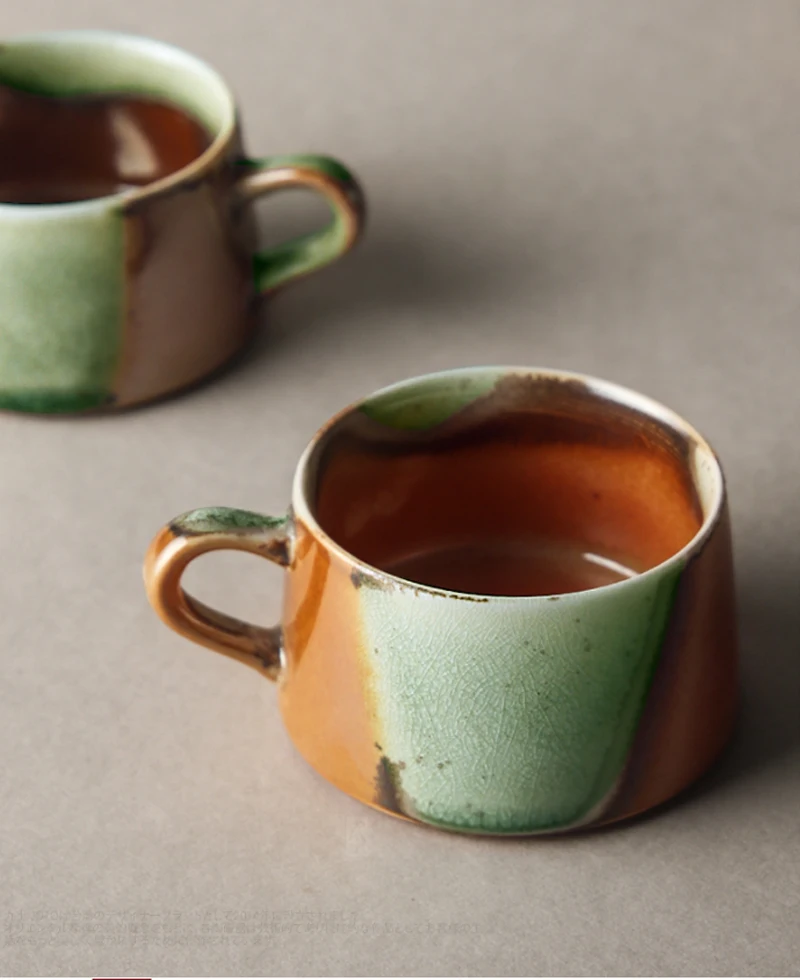 Японский стиль грубая керамика кофейная чашка блюдце набор Ретро ручной работы художественная чашка с рукояткой кружка домашний офис Питьевая Посуда