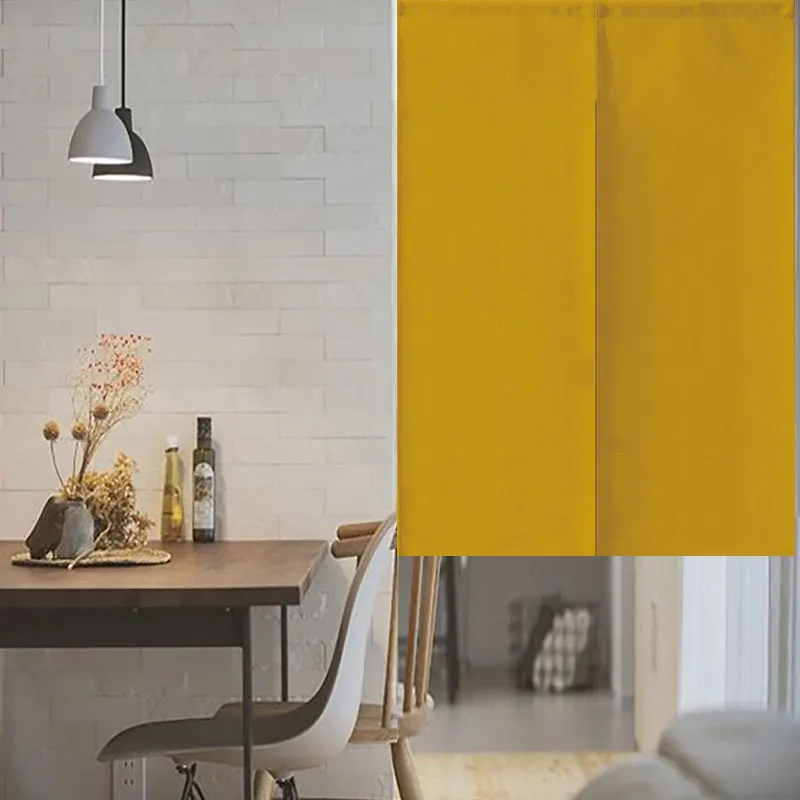 Japanese Hanging Door Curtain Simple Solid Color For Kitchen Bedroom Living Room Doorway Decor Polyester Partition Noren Curtain farmhouse curtains Curtains
