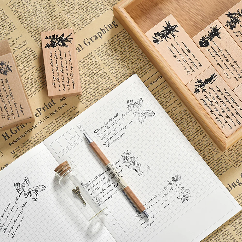 Lychee Life винтажная деревянная печать в виде цветка трава штампы DIY открытки в альбом предметы для скрапбукинга украшения