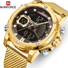 Новые часы NAVIFORCE Топ бренд класса люкс золотые кварцевые мужские часы водонепроницаемые большие спортивные наручные часы из нержавеющей стали Дата Reloj Hombre