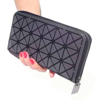 

2020 Long Wallet Female Purse Geometric Rhombus Phone Bag Luminous Colorful Wallet Pocket Card Holder Engraving Wallets Mujer