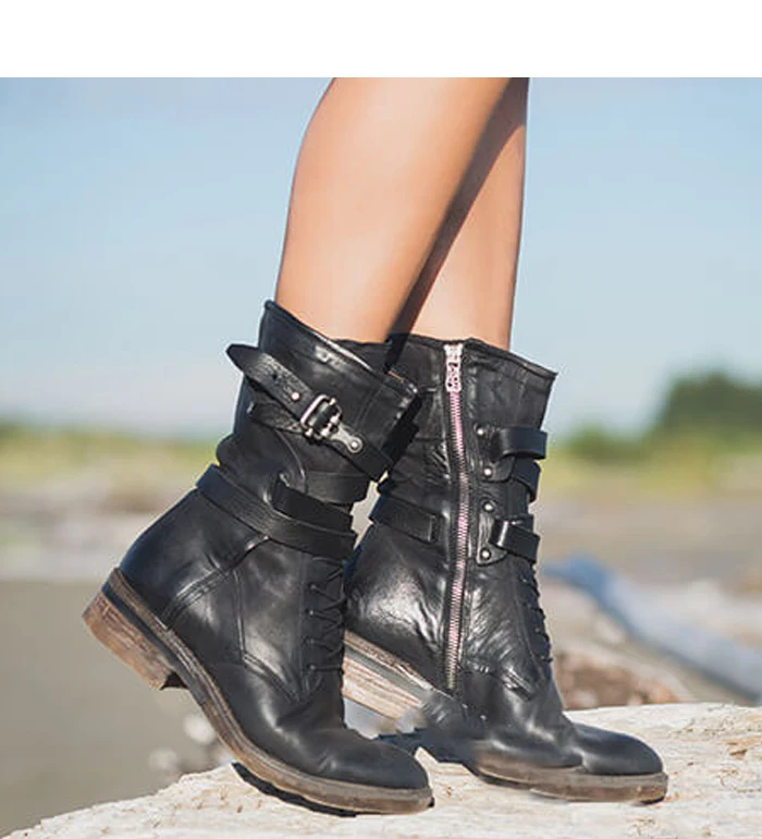 NAN JIU/2020 г.; кожаные ботинки; женские короткие ботинки на молнии сбоку с ремешком и пряжкой; повседневные женские ботинки на низком каблуке