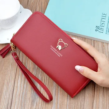 

Luxury Long Lady Wallets PU Leather Credit Holder women's Wallets Bag Vintage Zipper women Wallets Bag