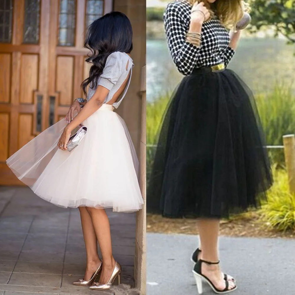 Ladies Skirt Female Adult Layers Tulle Skirt Princess Girls Ballet Tutu Dance Skirt Solid Black White Lace Latest Skirts