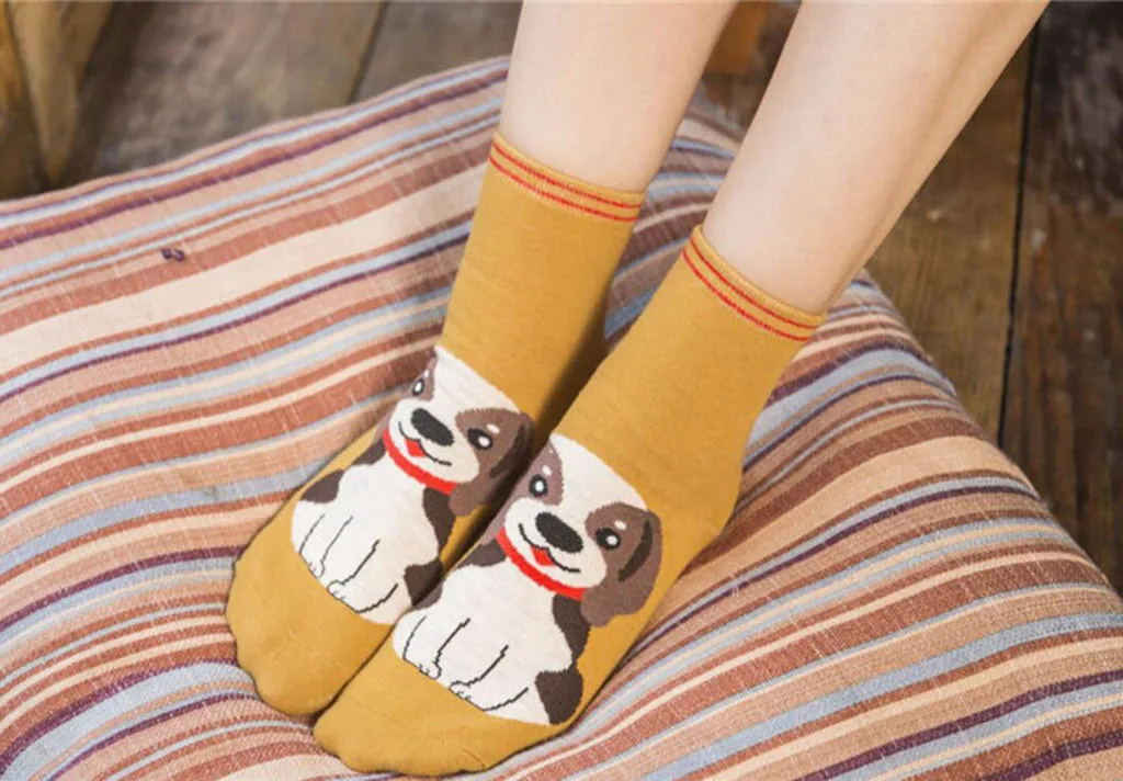 Модные Короткие Носки с рисунком собаки из мультфильма, посылка, новинка, милые носки высокого качества для женщин, 5 шт. в упаковке