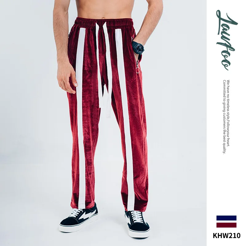 

Lawfoo 2019 Autumn And Winter New Style National Trends Origional Joint Contrast Color MEN'S Casual Pants Trousers Retro Athleti