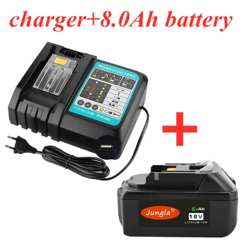 

18V 8Ah Rechargeable Battery 8000mah LiIon Battery Replacement Power Tool Battery for MAKITA BL1880 BL1860 BL1830+3A Charger