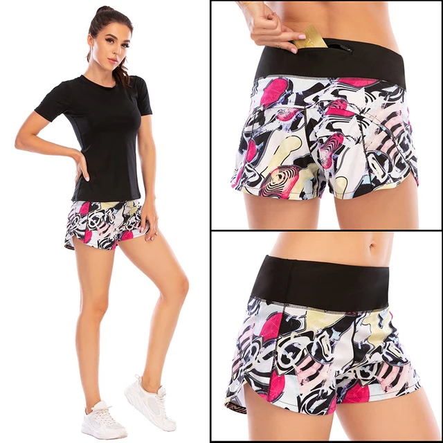 BLESSKISS 20Color Loose Sport Shorts Women Fit Training Gym Running Shorts For Ladies Printing Pocket Workout Yoga Shorts Wear 12010