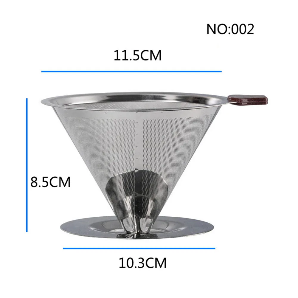 1 шт многоразовый держатель фильтра для кофе из нержавеющей стали кофейные фильтры капельница капельные кофейные корзины - Цвет: 002