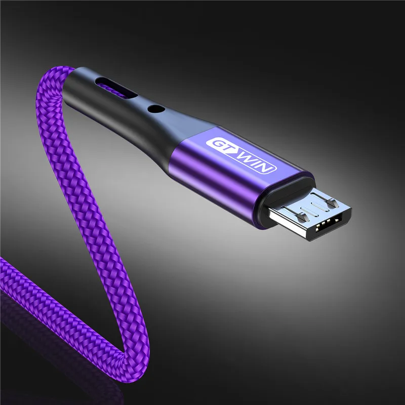 GTWIN 3A Micro usb кабель провод для быстрого заряда кабель для передачи данных для samsung s7 a70 Xiaomi p30 Android Microusb кабель для быстрой зарядки 1 м 2 м 3 м - Цвет: Purple