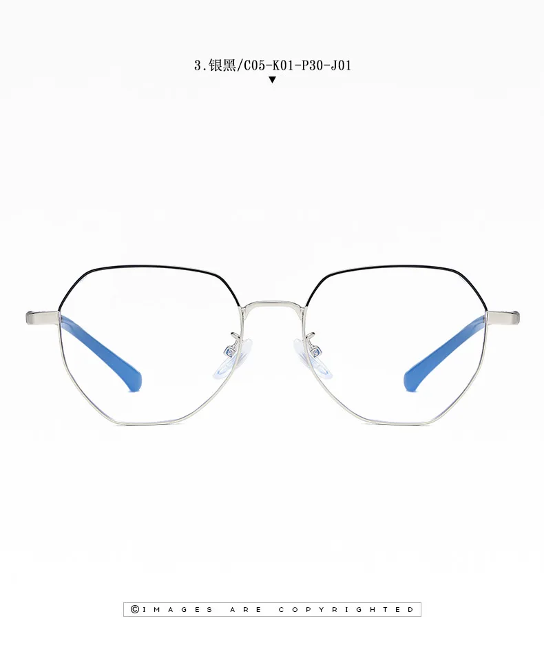 New fashion literary polygon computer glasses men metal anti-blue glasses retro flat mirror classic blue light glasses women