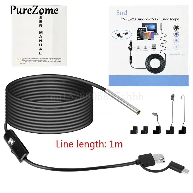 Waterproof Endoscope for Car Inspection /& Electronics 3-in-1 Type-C Industrial Pipeline Endoscope