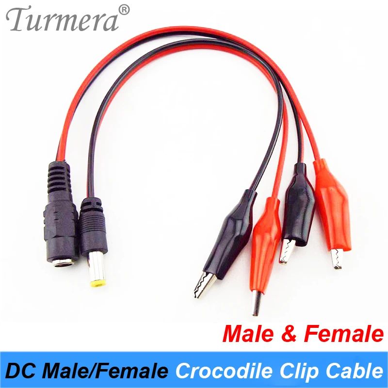 DC Male Female Jack Connector Alligator Clips Crocodile Wire 12V Battery Cable To 2 Alligator Clip Connected Voltage 5.5 X 2.1mm 25cm 06