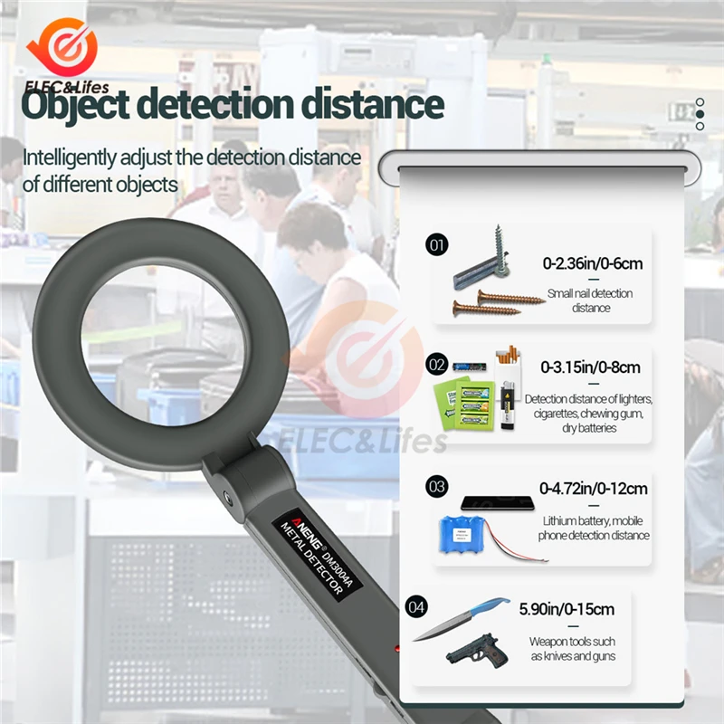 Metal Detector DM3004A Handheld Adjustable Portable Tracker Pinpointer Alarm Sensitive Search Coil Metal Detect Tool