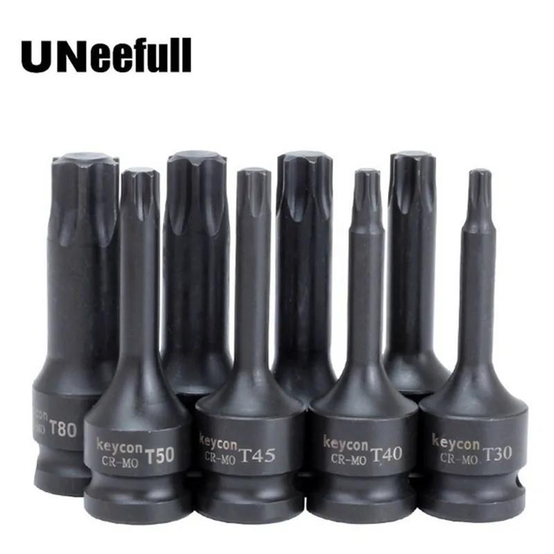 Trkee 8 Pcs 1//2 Inch Drive Torx Star Bits Socket Set T20 T30 T40 T50 T60 T70 T80 T90