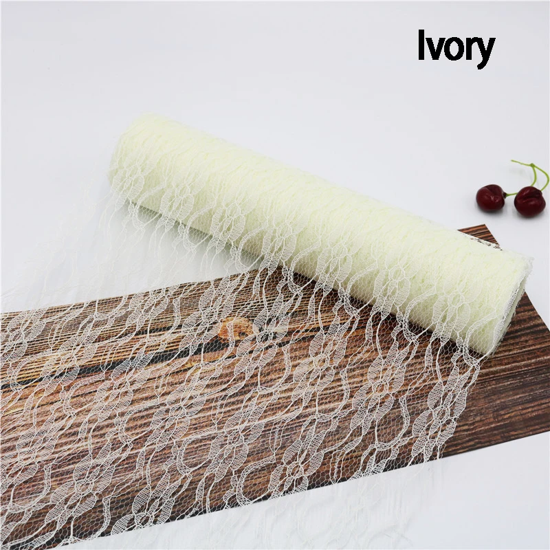 Ivory 30cm 10Y 30 см кружева тюль рулон цветок сетка стол центральный Свадьба День рождения партия стол Центровой Runner DIY юбка-пачка стул пояс 10 лет - Цвет: Ivory 30cm 10Y
