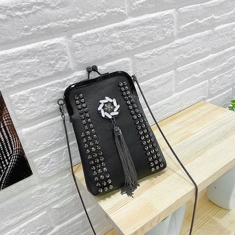 Rivet Fringe PU Leather Crossbody Bag Shoulder Bag for Women